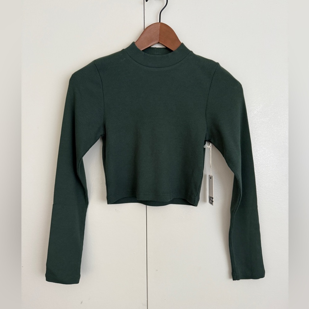 NSF Long Sleeve Rib Crop Tee - Green